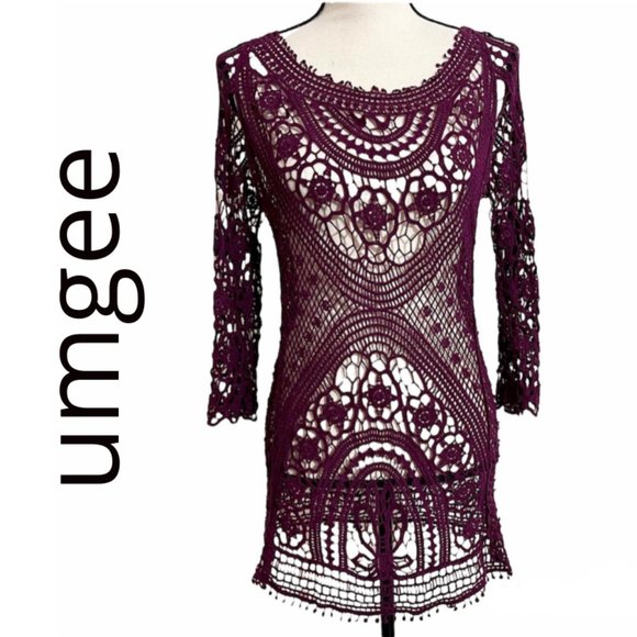 Umgee Other - Umgee Lacy Mesh Long Sleeve Cover Up size Small